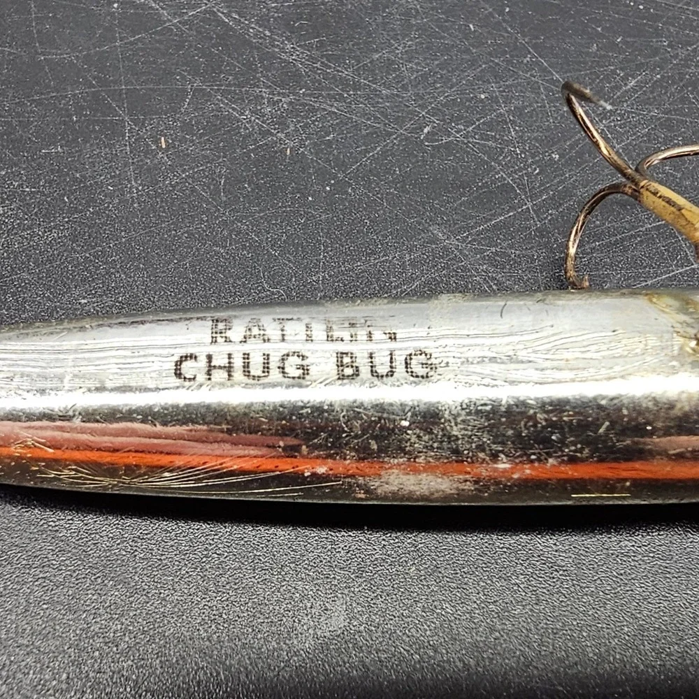 Vintage Storm Rattlin Chug Bug Chrome Orange Topwater Popper Fishing Lure